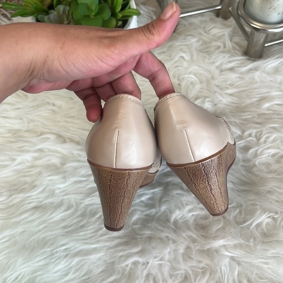 Michaela Women’s Nude/Brown Laser Cut Open Toe Wedge Sandals Size EU 37 - Picture 8 of 14